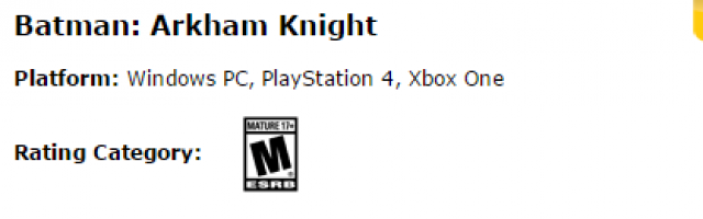 ESRB Explains M-Rating for Batman: Arkham Knight