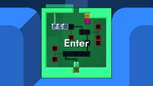 Patricks Parabox entry room which looks like a circuit board