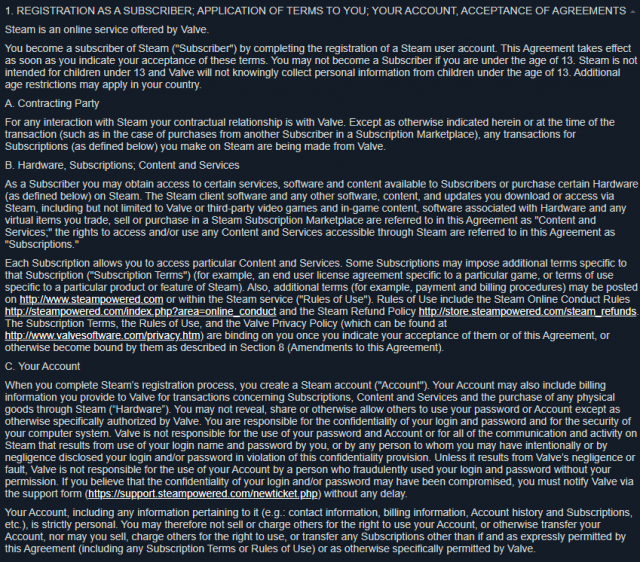 Steam Subscriber Agreement 1C