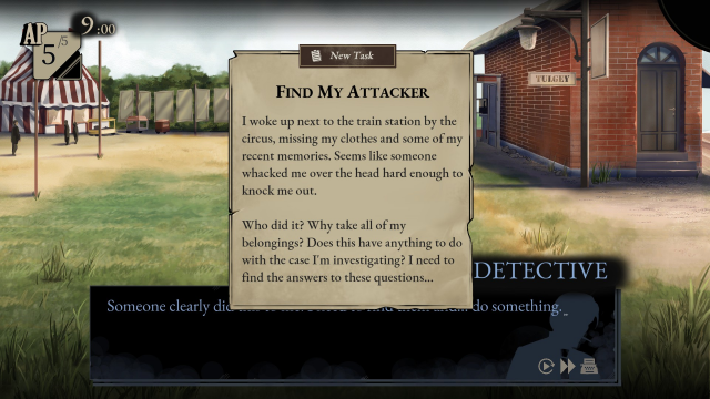 Tasks in Death Trick include finding who attacked the Detective