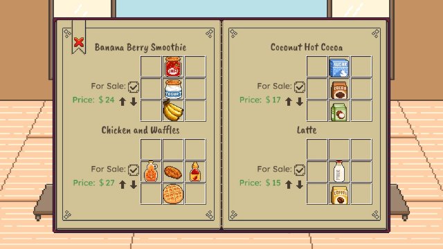 An example of the recipes available in the game.