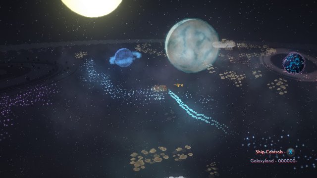 Doug's ship flying around the Map of Beyond Galaxyland