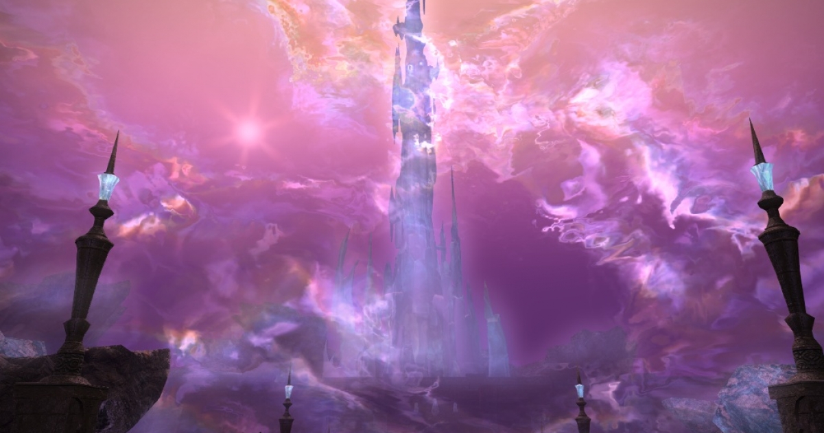 Crystal tower. Хрустальная башня Саммерсет. Башня Бабила FFXIV. Магическая башня арт. Кристальная башня арт.